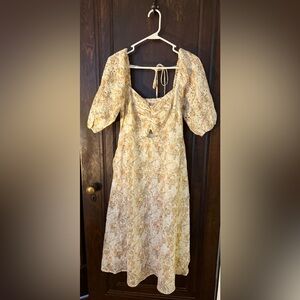 Chelsea28 Beige Floral Puff Sleeve Dress Nordstrom